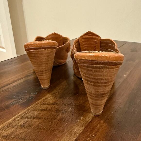 Frye brown leather strappy cone block heel sandals size 7.5 - Picture 7 of 7